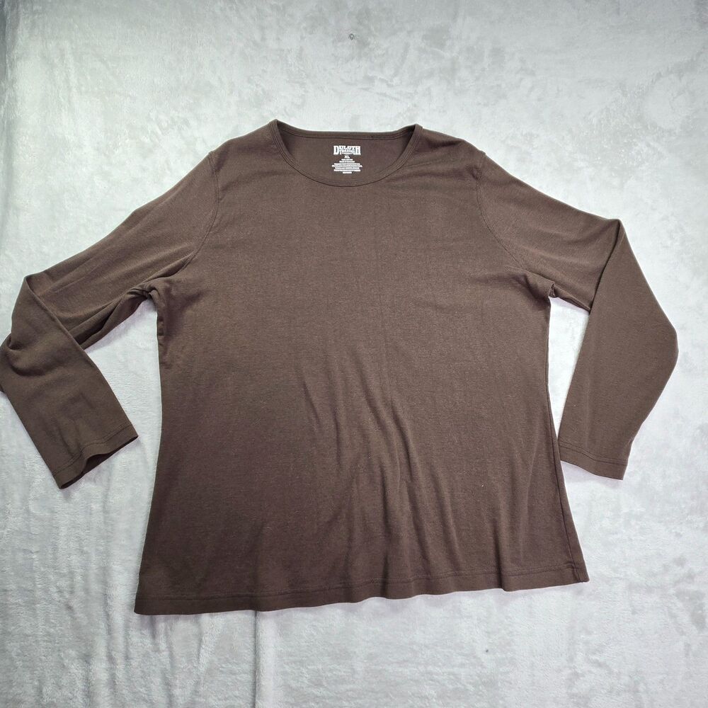 Duluth Trading Shirt Top Women's XL Brown Long Sleeve Layer Stretch Soft Cotton